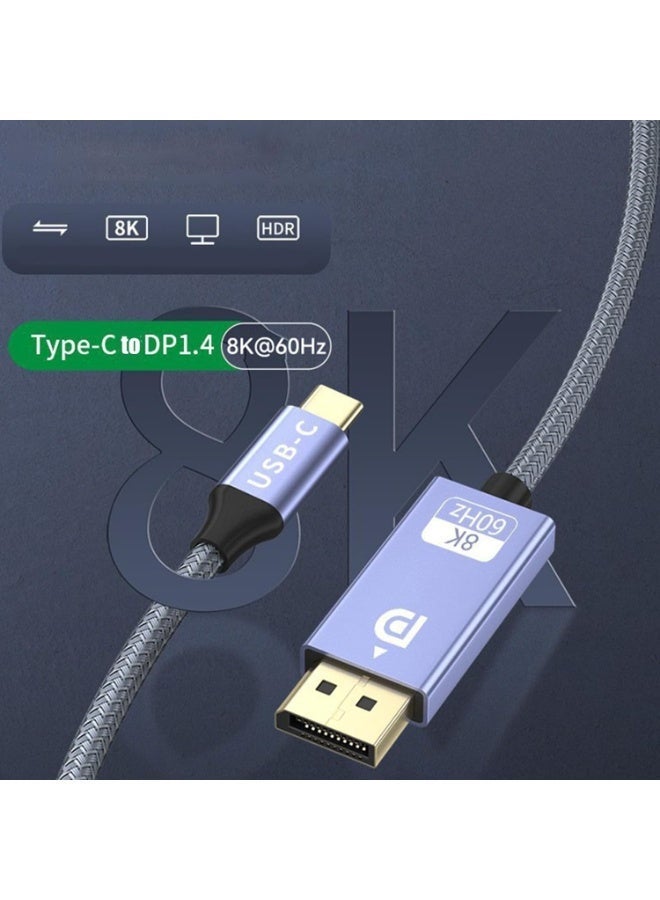 LESHP 8K@60Hz USB C to DisplayPort 1.4 Cable (8K@60Hz, 4K@144Hz, 2K@240Hz), 32.4Gbps, USB-C to DP Cable Compatible for iPhone 17/16,MacBook Pro/Air,Odyssey G8/G9 (6.6FT/2m) - Image 2